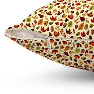 Autumn Leaves Pattern Spun Polyester Square Pillow - Dipaliz - Throw Pillows