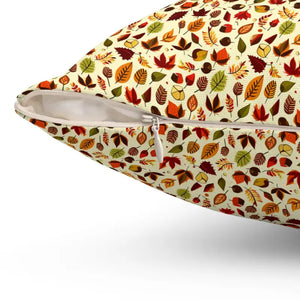 Autumn Leaves Pattern Spun Polyester Square Pillow - Dipaliz - Throw Pillows