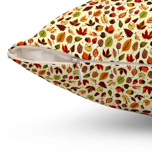 Autumn Leaves Pattern Spun Polyester Square Pillow - Dipaliz - Throw Pillows