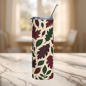 Steel Tumbler Autumn Leaf Vibes Cozy Mornings - Dipaliz - 20oz / White - Tumblers