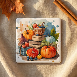 Autumn magnet styled on natural linen