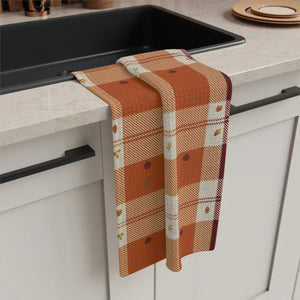 Autumn Plaid Microfiber Tea Towel - Quick Dry Cozy - Dipaliz - 16’’ × 25’’ - Kitchen Towels