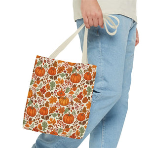 Sturdy Pumpkin Pattern Tote Bag - Autumn Market - Dipaliz - Bags