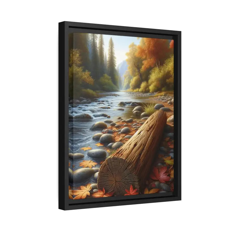 Autumn River Framed Canvas: Cozy Vibes and Leafy Beauty - Canvas