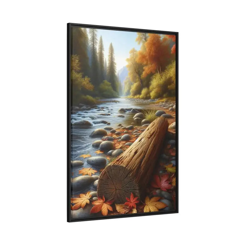 Autumn River Framed Canvas: Cozy Vibes and Leafy Beauty - Canvas