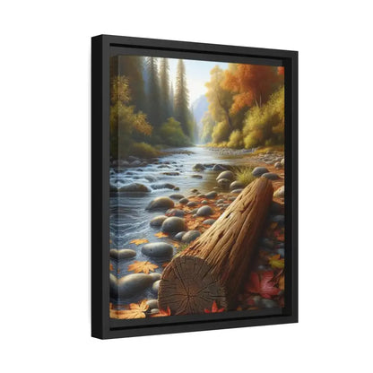 Autumn River Framed Canvas: Cozy Vibes and Leafy Beauty - Canvas