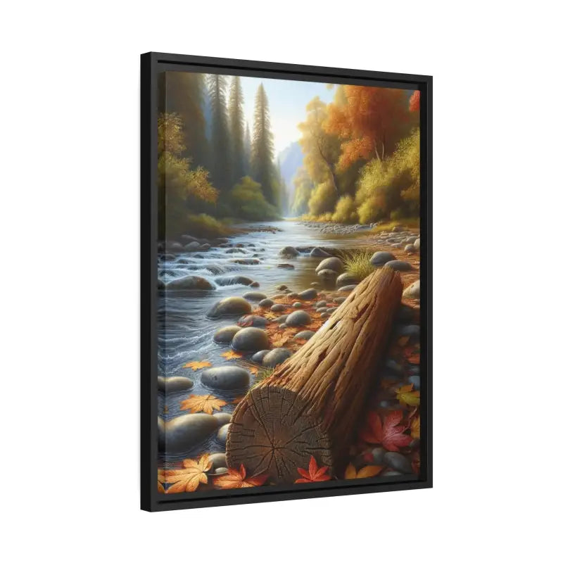 Autumn River Framed Canvas: Cozy Vibes and Leafy Beauty - Canvas