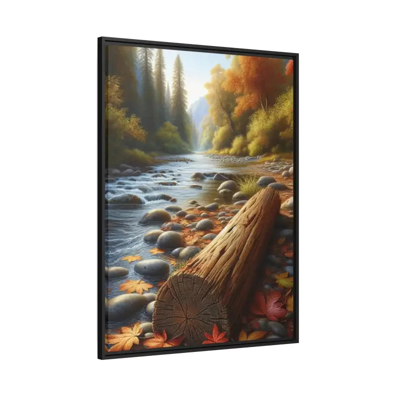 Autumn River Framed Canvas: Cozy Vibes and Leafy Beauty - Canvas