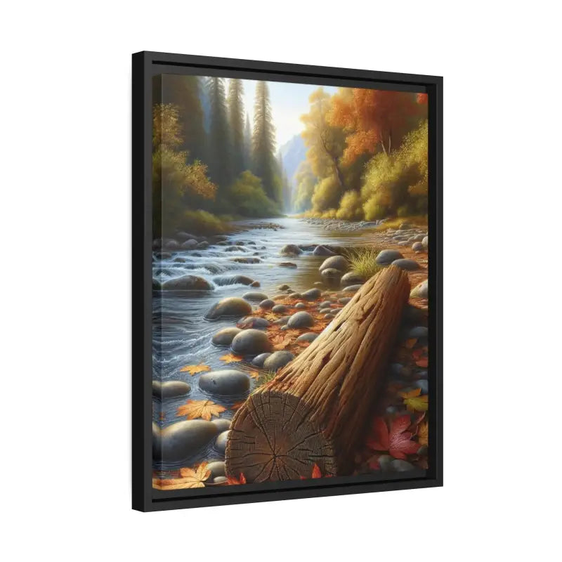 Autumn River Framed Canvas: Cozy Vibes and Leafy Beauty - Canvas