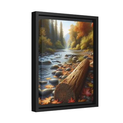 Autumn River Framed Canvas: Cozy Vibes and Leafy Beauty - Canvas