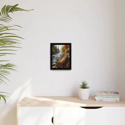 Autumn River Framed Canvas: Cozy Vibes and Leafy Beauty - Canvas