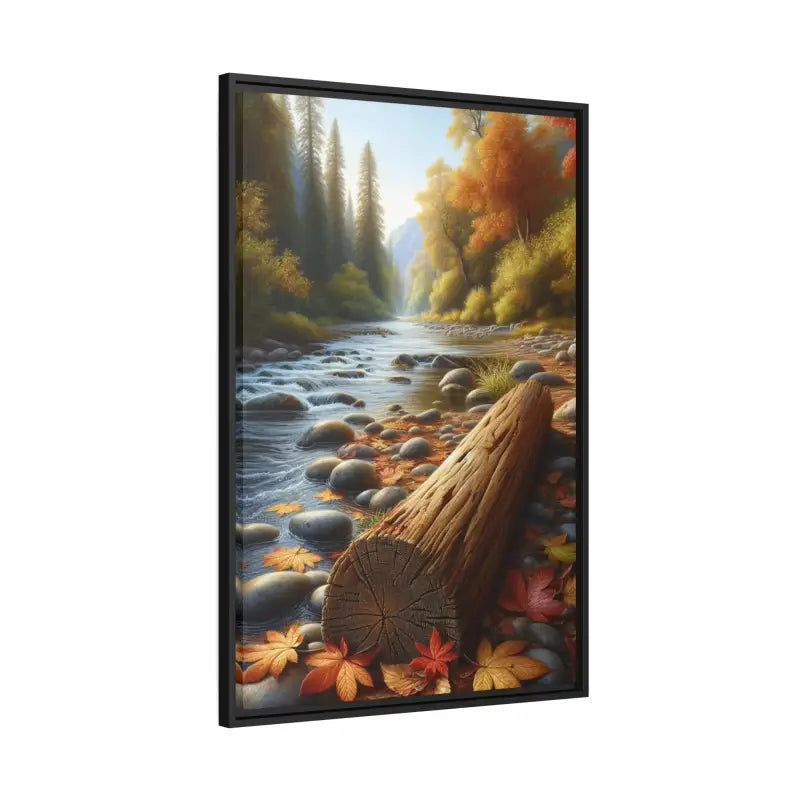 Autumn River Framed Canvas: Cozy Vibes and Leafy Beauty - Canvas