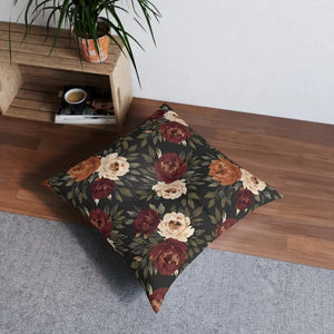 Autumn Rose Floral Tufted Floor Pillow - Moody Blooms - Dipaliz - 26’’ × - Throw Pillows