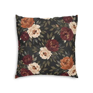 Autumn Rose Floral Tufted Floor Pillow - Moody Blooms - Dipaliz - Throw Pillows