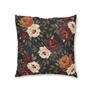 Autumn Rose Floral Tufted Floor Pillow - Moody Blooms - Dipaliz - Throw Pillows