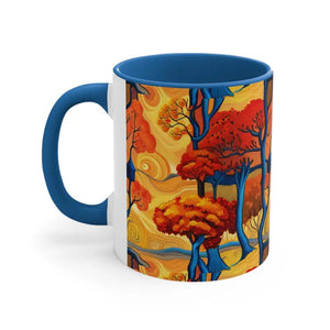 Coffee Mug - Fall Trees Autumn Escape Design - Dipaliz - Blue / 11oz - Mugs