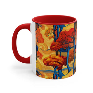Coffee Mug - Fall Trees Autumn Escape Design - Dipaliz - Red / 11oz - Mugs