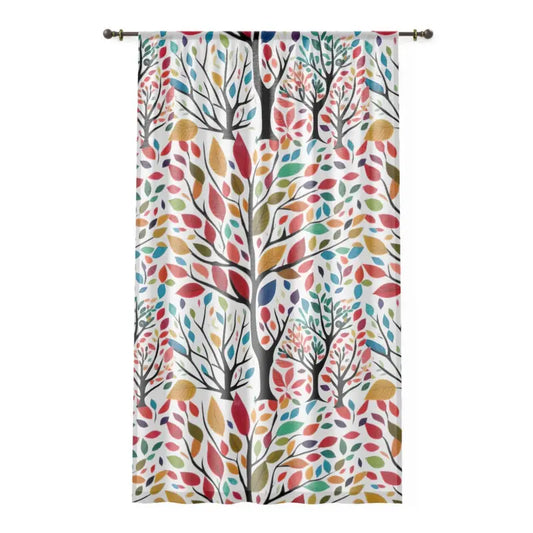 Cozy Autumn Trees Window Curtain for a Fall Refresh - Sheer / White / 50’’ × 84’’ Home Decor