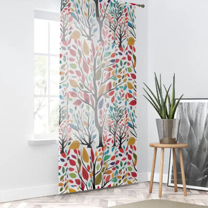 Autumn Trees Window Curtain Colorful Leaves Decor - Dipaliz - Sheer / White / 50’’ × 84’’ - Curtains