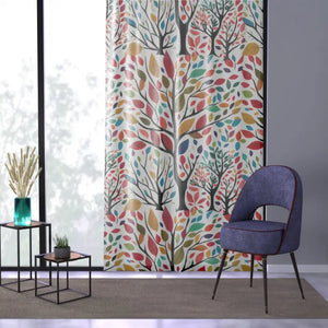 Autumn Trees Window Curtain Colorful Leaves Decor - Dipaliz - Sheer / White / 50’’ × 84’’ - Curtains