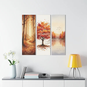 Autumn Triptych Acrylic – Forest Lake Wall Art - Dipaliz - Prints