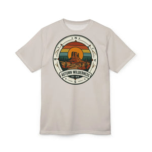 Autumn Wilderness Scenic Tee – Retro Desert Compass Graphic Shirt - T-shirts