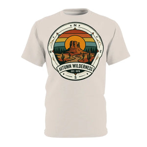 Autumn Wilderness Scenic Tee – Retro Desert Compass Graphic Shirt - T-shirts