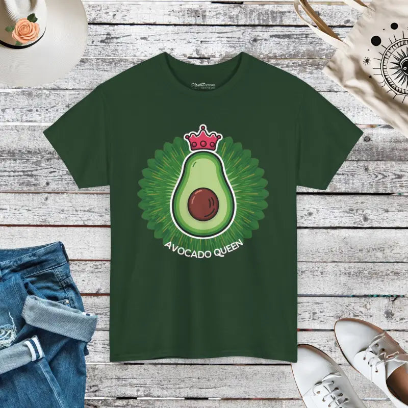 Rock the Guac: Heavy Cotton Avocado Tee for All - Forest Green / s T-shirt