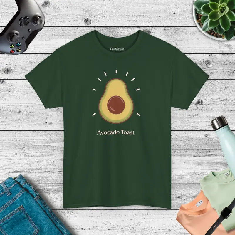 Avocado Toast Heavy Cotton Tee: Ultimate Wardrobe Staple - Forest Green / s T-shirt