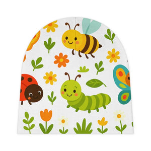 Baby Beanie - Cute Garden Bugs Newborn Hat - Dipaliz - one Size / White - & Toddler Hats