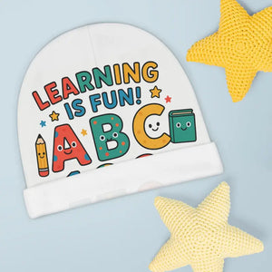 Baby Beanie - Cute Educational Infant Hat Abc 123 Print - Dipaliz - one Size / White - & Toddler Hats
