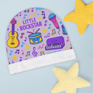 Rockstar Music Maker Pattern Infant Hat - Playful Beanie - Dipaliz - one Size / White - Baby & Toddler Hats