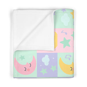 Soft Fleece Nursery Blanket Moon and Stars - Dipaliz - Blankets
