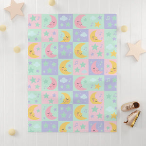 Soft Fleece Nursery Blanket - Moon and Stars - Dipaliz - 30’’ × 40’’ / White - Home Decor