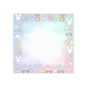 Baby Shower Pastel Border Post-it Notes - Cute Icons - Dipaliz - 4’’ x / White - Paper Products
