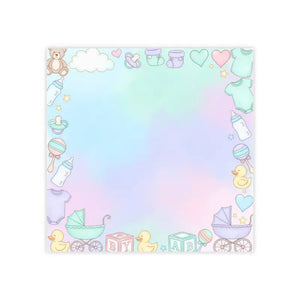 Baby Shower Pastel Border Post-it Notes - Nursery Icons - Dipaliz - 4’’ x / White - Paper Products