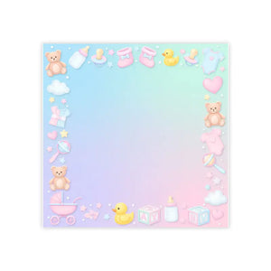Baby Shower Pastel Border Sticky Notes - Cute Nursery Icons - Dipaliz - 4’’ x / White - Paper Products