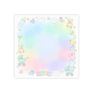 Baby Shower Pastel Border Sticky Notes - Newborn Stationery - Dipaliz - 4’’ x / White - Paper Products