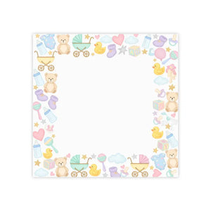 Baby Shower Note Pads - Teddy and Rubber Duck Border - Dipaliz - 4’’ x / White - Paper Products