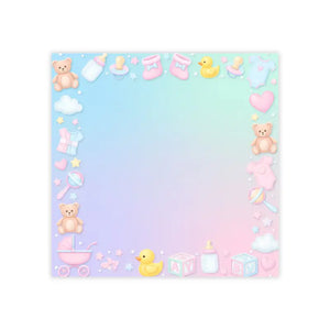Pastel Baby Border Note Pads - Shower Sticky Notes - Dipaliz - 4’’ x / White - Paper Products