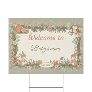 Custom Woodland Baby Shower Yard Sign Forest Friends - Dipaliz - Sidewalk & Signs