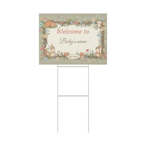 Custom Woodland Baby Shower Yard Sign Forest Friends - Dipaliz - Sidewalk & Signs