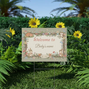 Custom Woodland Baby Shower Yard Sign Forest Friends - Dipaliz - Sidewalk & Signs
