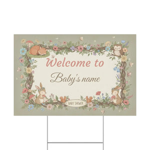 Custom Woodland Baby Shower Yard Sign Forest Friends - Dipaliz - Sidewalk & Signs