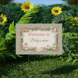 Custom Woodland Baby Shower Yard Sign Forest Friends - Dipaliz - Sidewalk & Signs