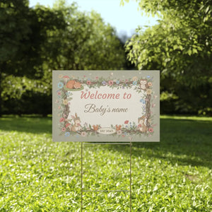 Custom Woodland Baby Shower Yard Sign Forest Friends - Dipaliz - Sidewalk & Signs