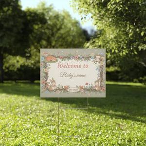 Custom Woodland Baby Shower Yard Sign Forest Friends - Dipaliz - Sidewalk & Signs
