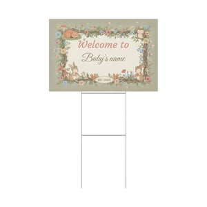 Custom Woodland Baby Shower Yard Sign Forest Friends - Dipaliz - Sidewalk & Signs