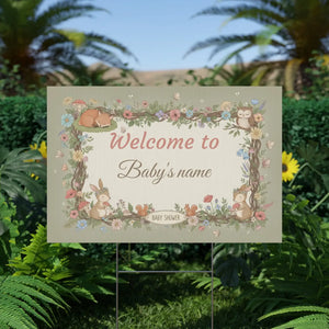 Custom Woodland Baby Shower Yard Sign Forest Friends - Dipaliz - Sidewalk & Signs
