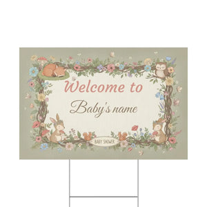Custom Woodland Baby Shower Yard Sign Forest Friends - Dipaliz - Sidewalk & Signs